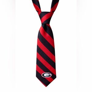 Merge Left Red Black Striped UGA Georgia Bulldogs 100% Silk Necktie